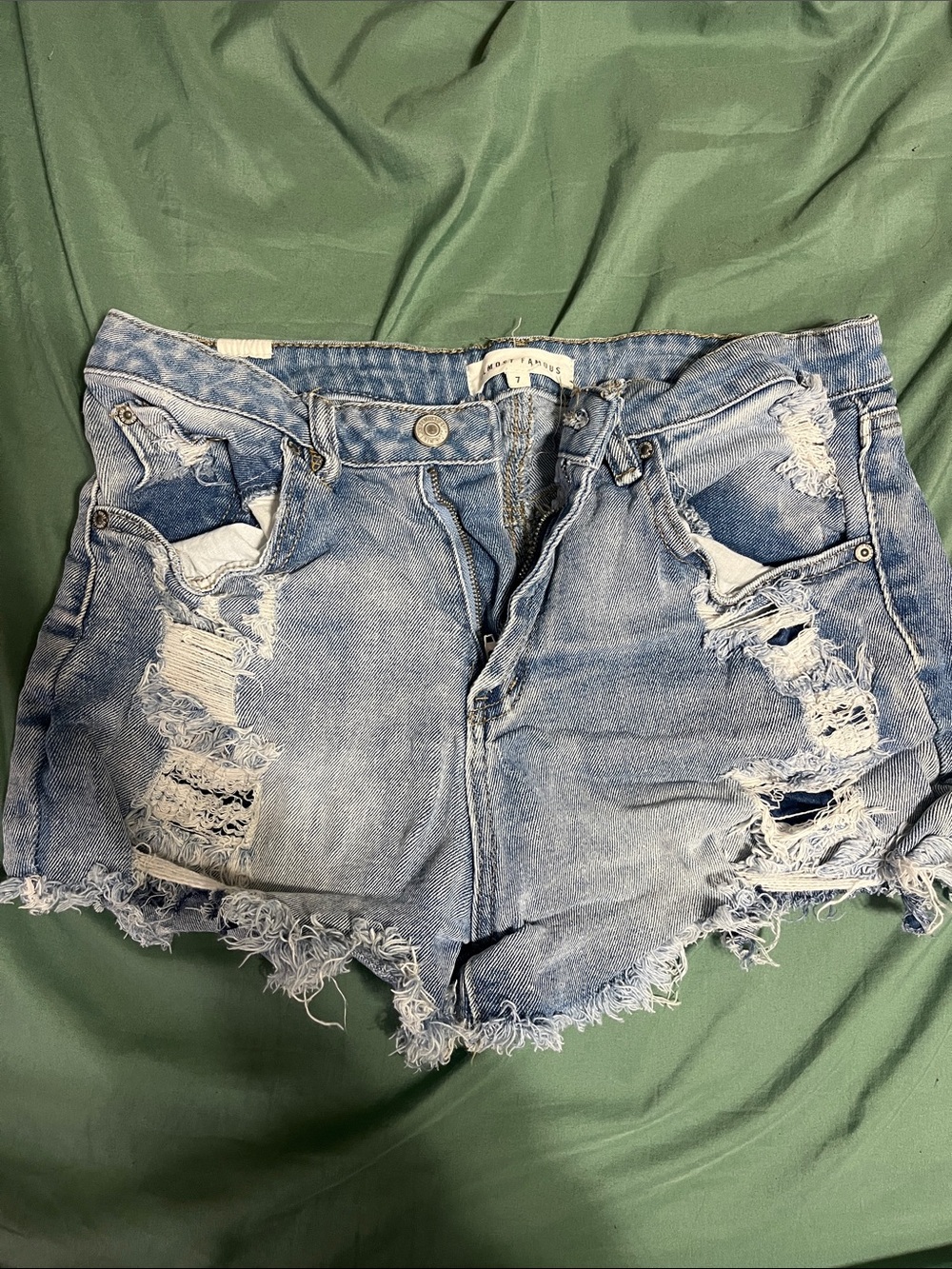 Almost Famous Light Blue Distressed Denim Shorts